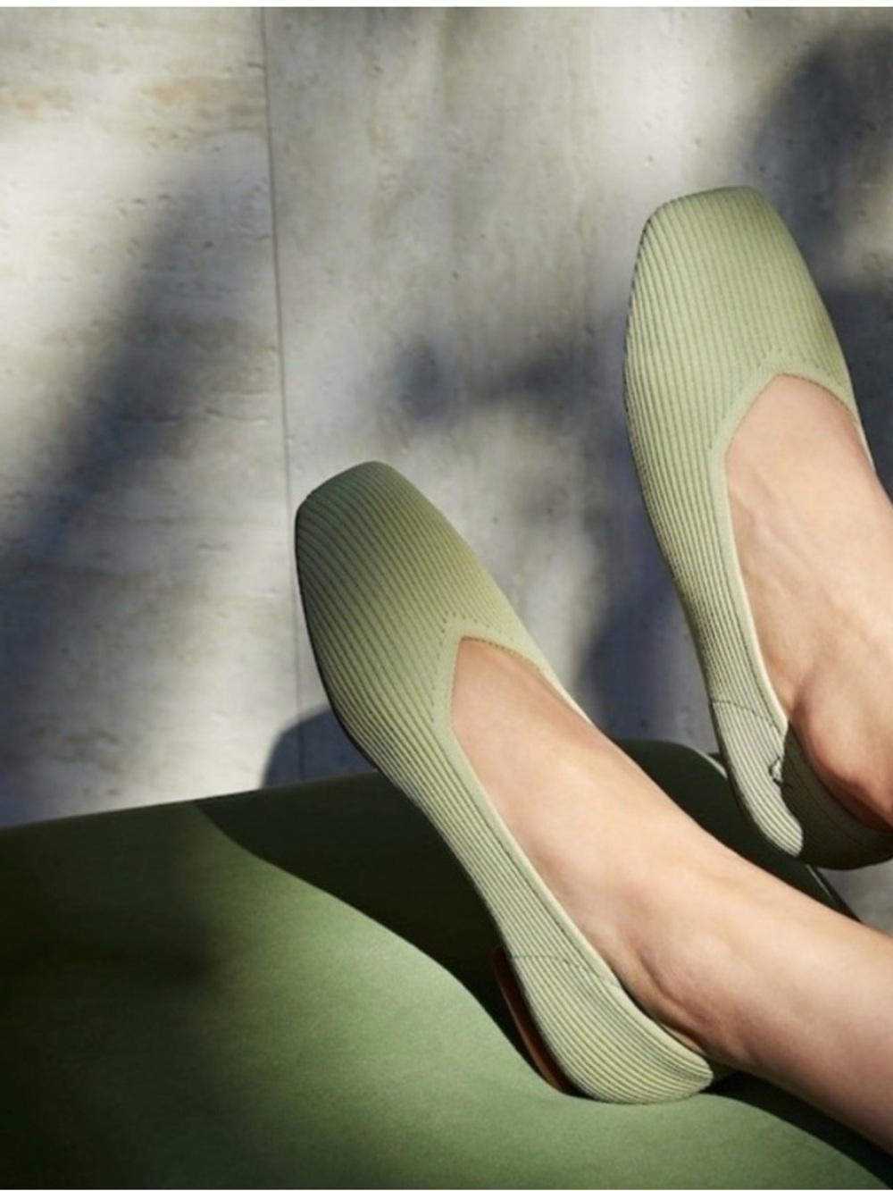 VIVAIA Matcha Green Knit Ballet Flats NIB W SQ TOE Slip-On Comfort! - Picture 3 of 10